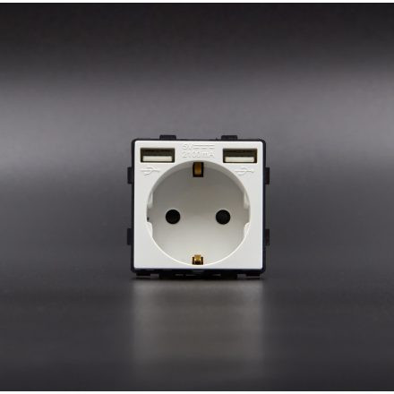 Z-Switch Dugalj 230V 16A (2P+F) + USB A+A Fehér